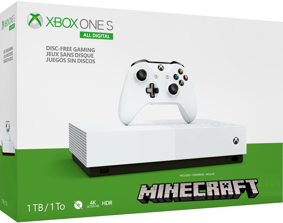 ≡ Microsoft Xbox One S 1Tb White All-Digital Edition + Minecraft ...