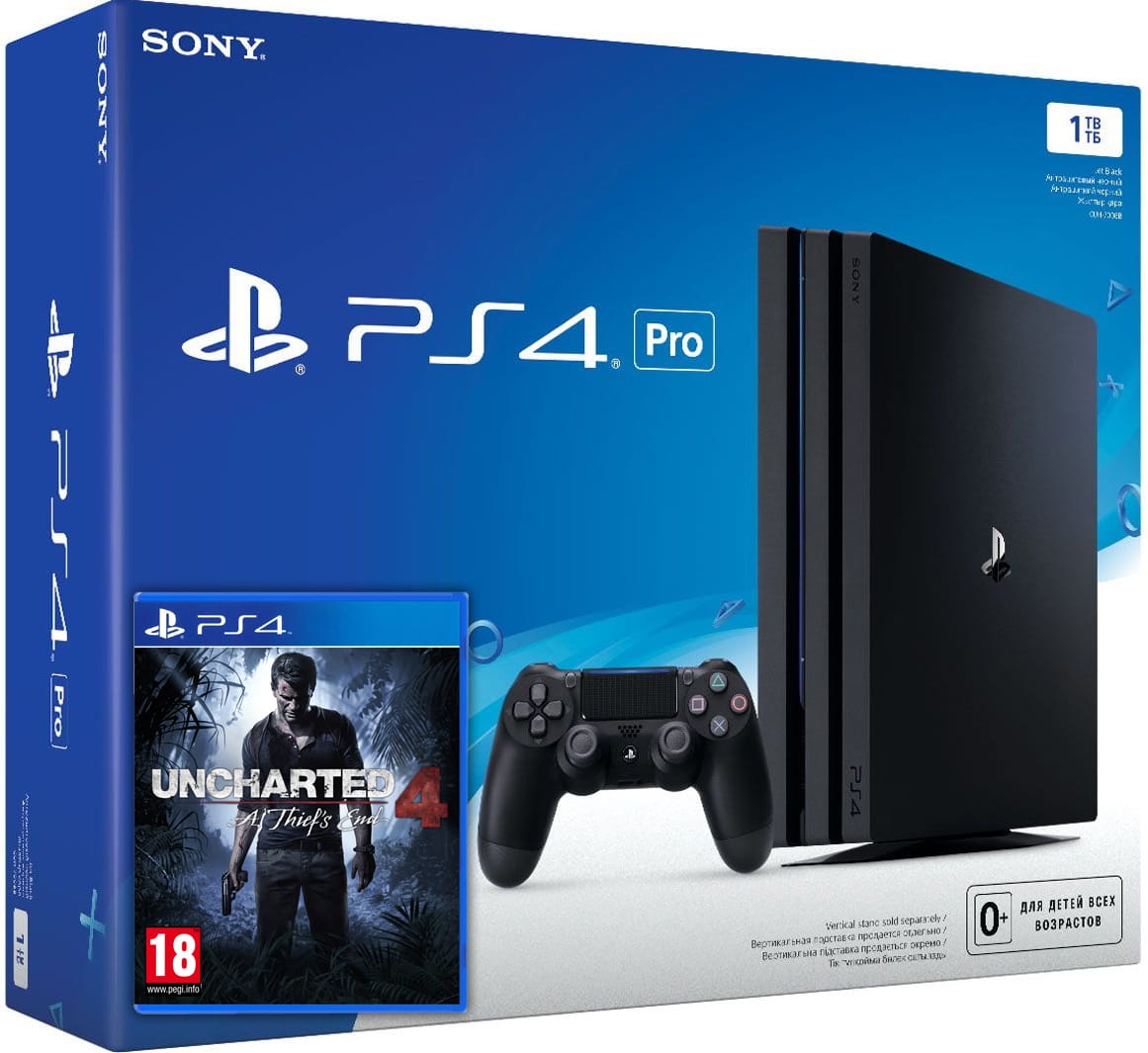 ≡ Sony Playstation 4 PRO 1Tb + Uncharted 4: Путь вора (русская версия) –  купить в интернет-магазине Up2date, цены в Киеве и Украине