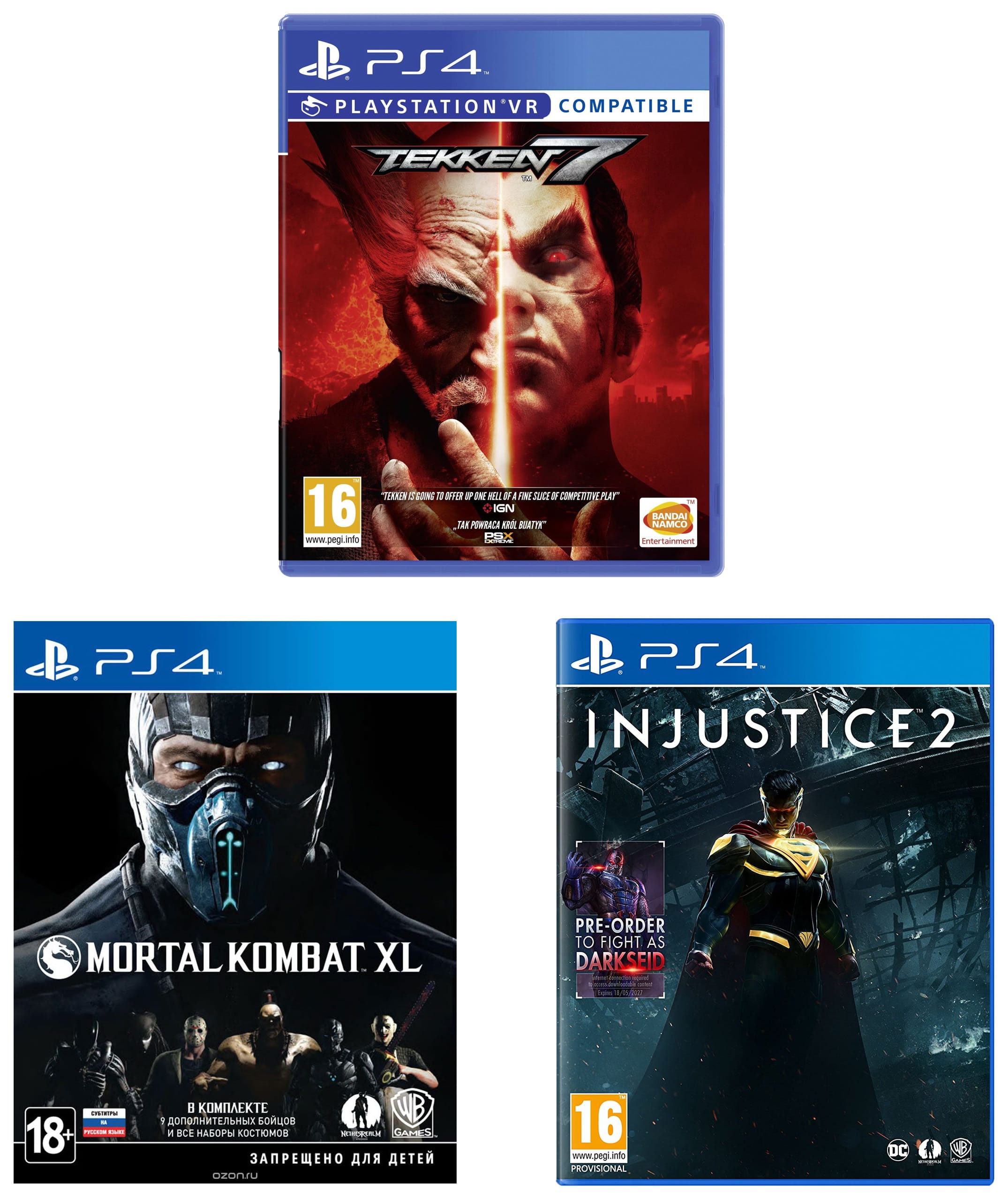 ≡ Injustice 2 + Tekken 7 + Mortal Kombat XL (русские субтитры) (PS4)  Fighting Games Bundle – купить в интернет-магазине Up2date, цены в Киеве и  Украине