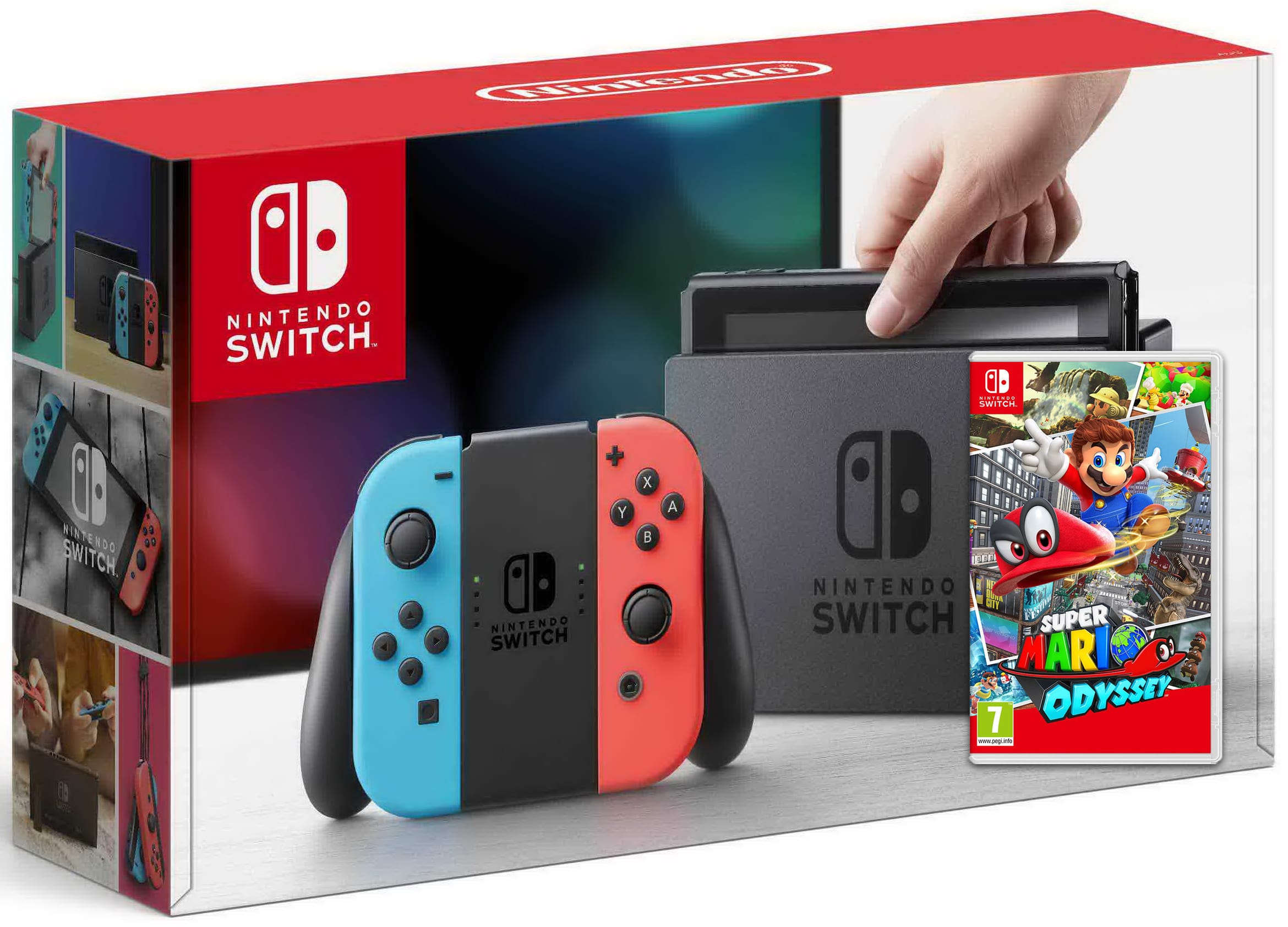 ≡ Nintendo Switch Neon Blue-Red + Игра Super Mario Odyssey (русская версия)  – купить в интернет-магазине Up2date, цены в Киеве и Украине